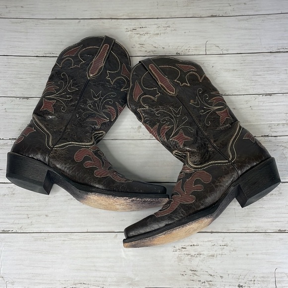 JB Dillion Brown Goatskin Embellished Snip Toe Western Boot - Picture 8 of 16